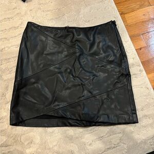 Asymmetrical faux Leather Black Skirt Zara